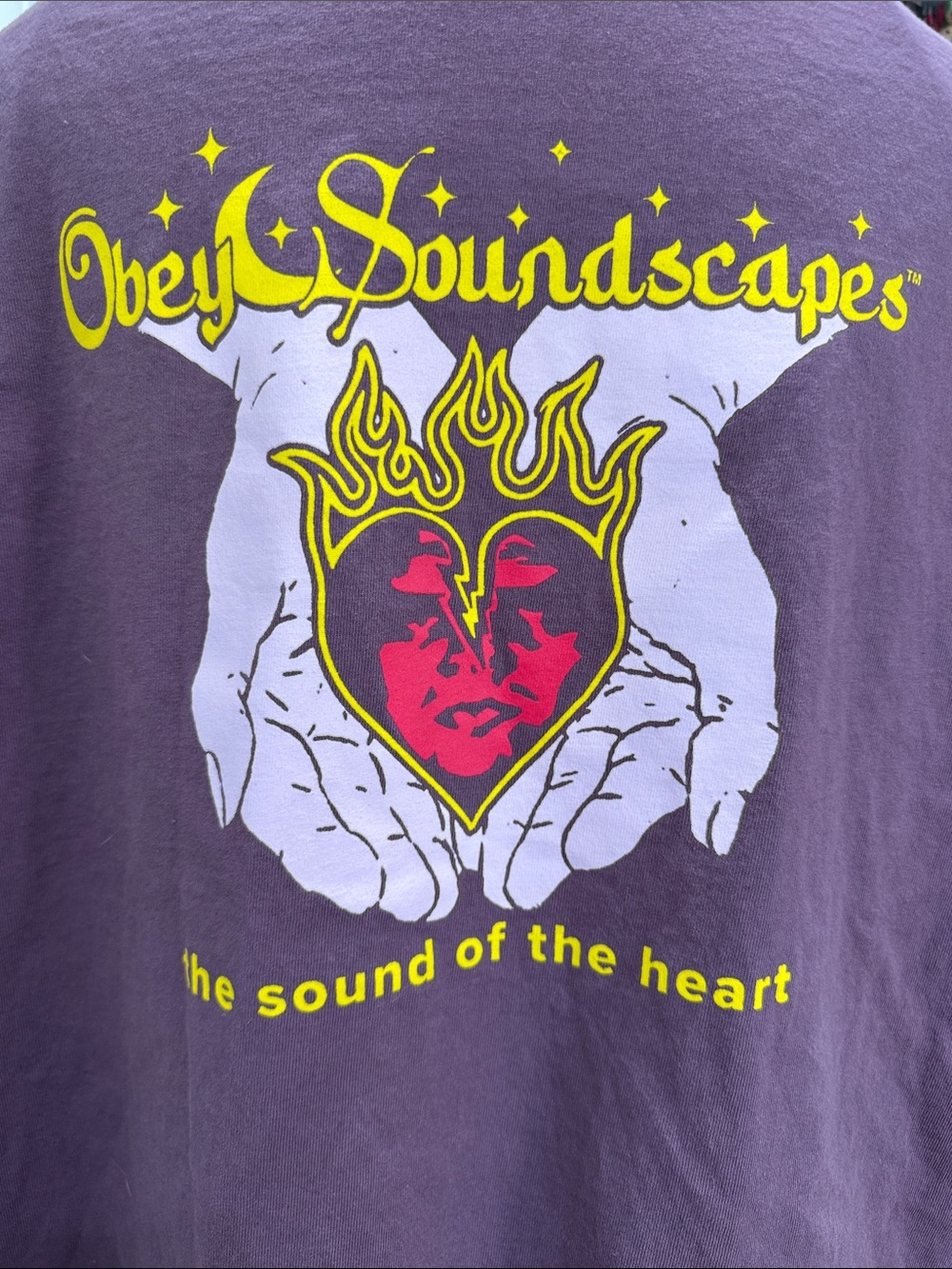 Obey Long Sleeve Tee - Mauve Purple with Yellow & Red Graphic - Picture 4 of 4